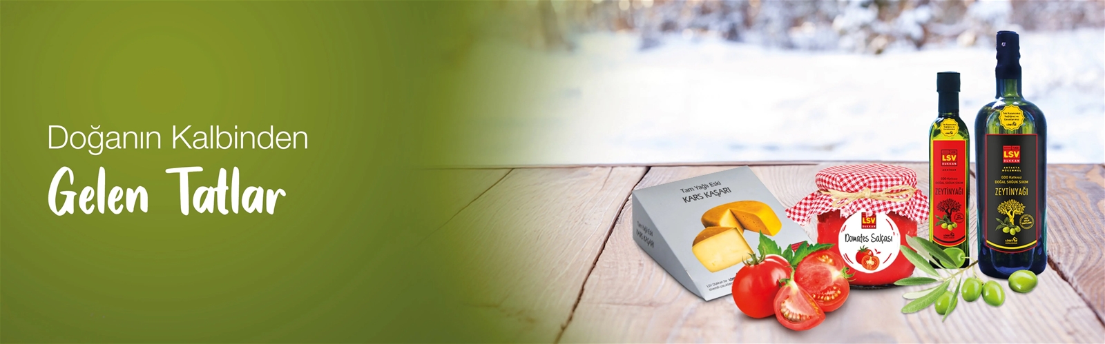 LSV Dükkan’s “Signature Flavor” dried mandarin product displayed on the promotional banner